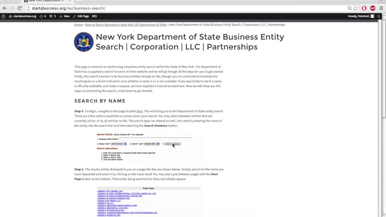 NY Business Entity Search